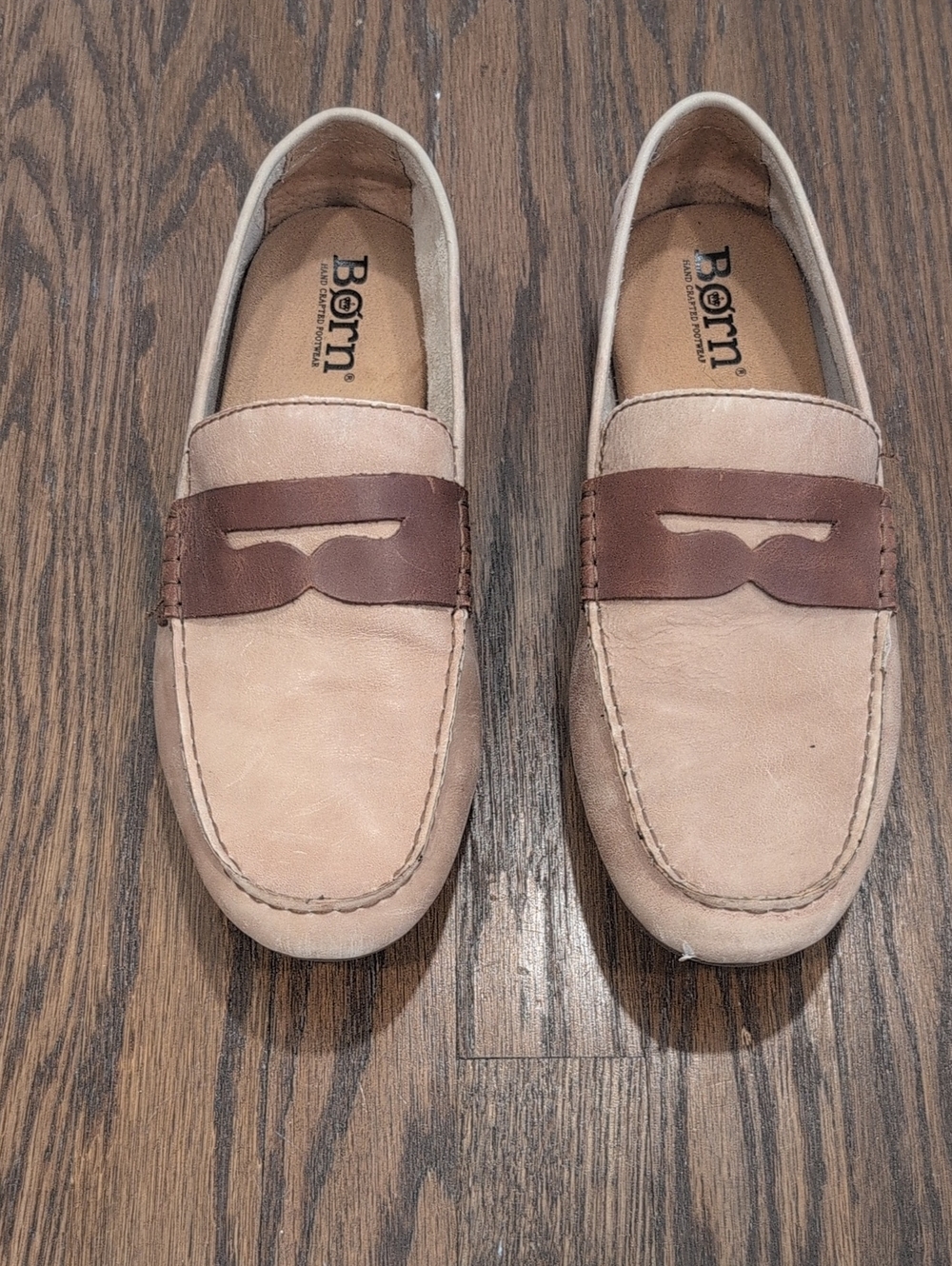 Men's Born Two-Tone Beige and Brown Slip-On Loafers